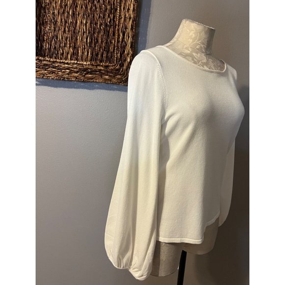 Ann Taylor Top L Large Cream Ivory Balloon Sleeve NWT - Picture 3 of 6